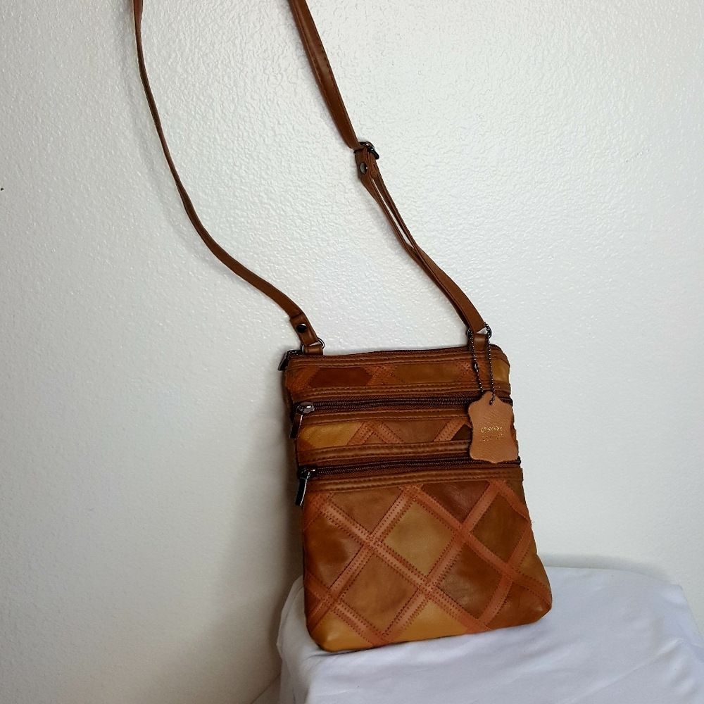 Unbranded womens brown leather crossbody bag
